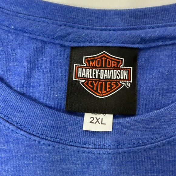NWOT Harley Davidson Women's Blue Short Sleeve Tri-blend Graphic Tee XXL - Picture 2 of 7